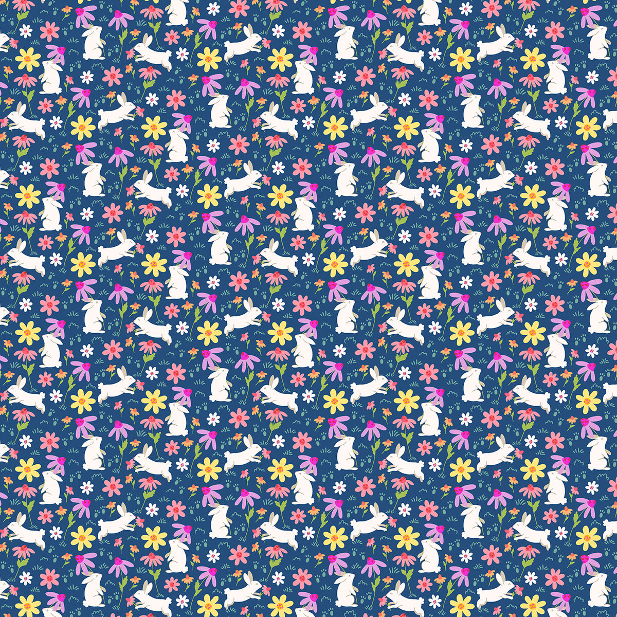 Bunny Hops by Seek to Spring - Bunny Field | Bright Navy