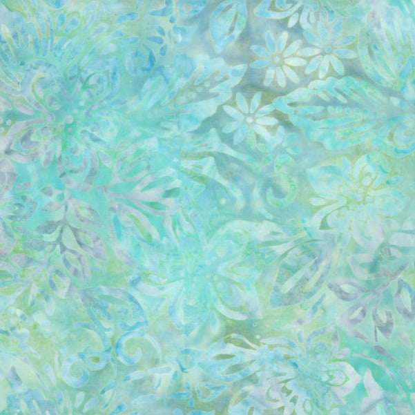 Wilmington Batiks - Packed Floral Mix Pastel Green