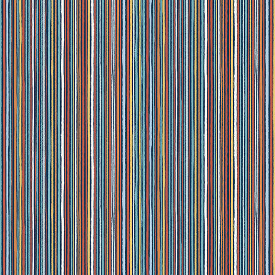 Orbit by Makower UK - Fine Stripe | Blue