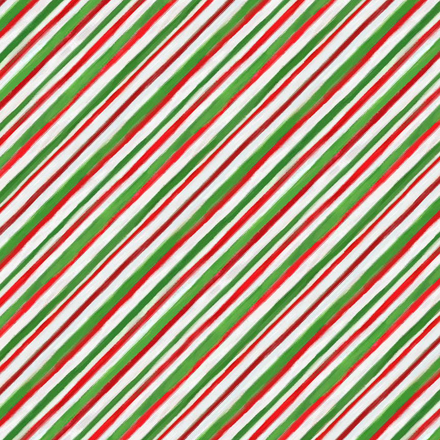 Meowy Christmas by Kim Haskins - Christmas Stripe Red & Green