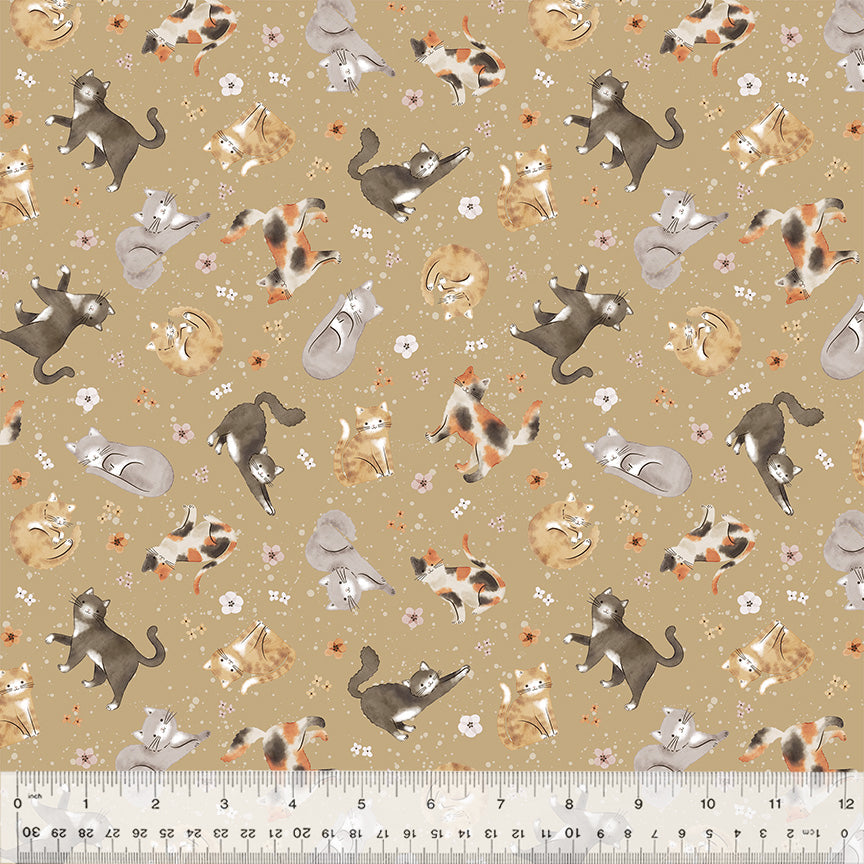 Petal and Purr by Whistler Studios - Feline Friends Taupe