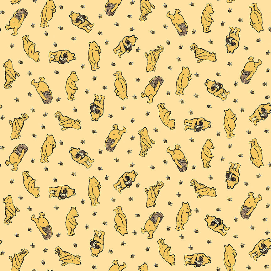 Pattern of a bear character on a yellow background