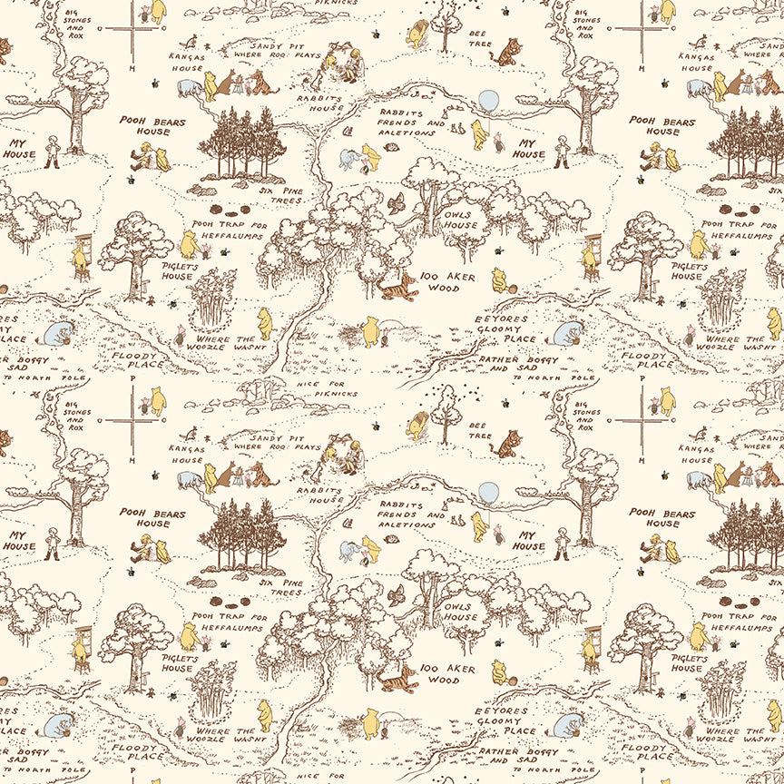 Winnie the Pooh Baby by Echo Park Paper Co - 100 Aker Map | Cream