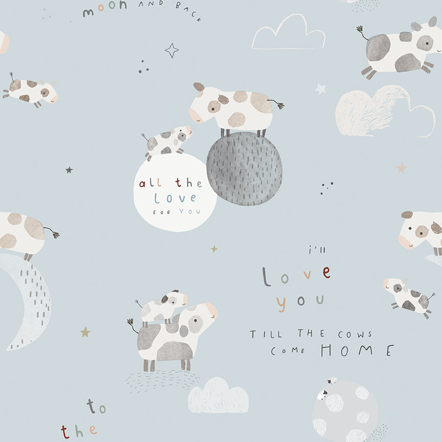 Till the Cows Come Home Flannel - Main Blue