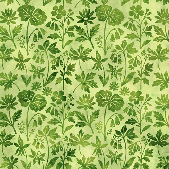 2026 All Ohio Shop Hop Fabric - Ohio Wildflowers Green Lemongrass
