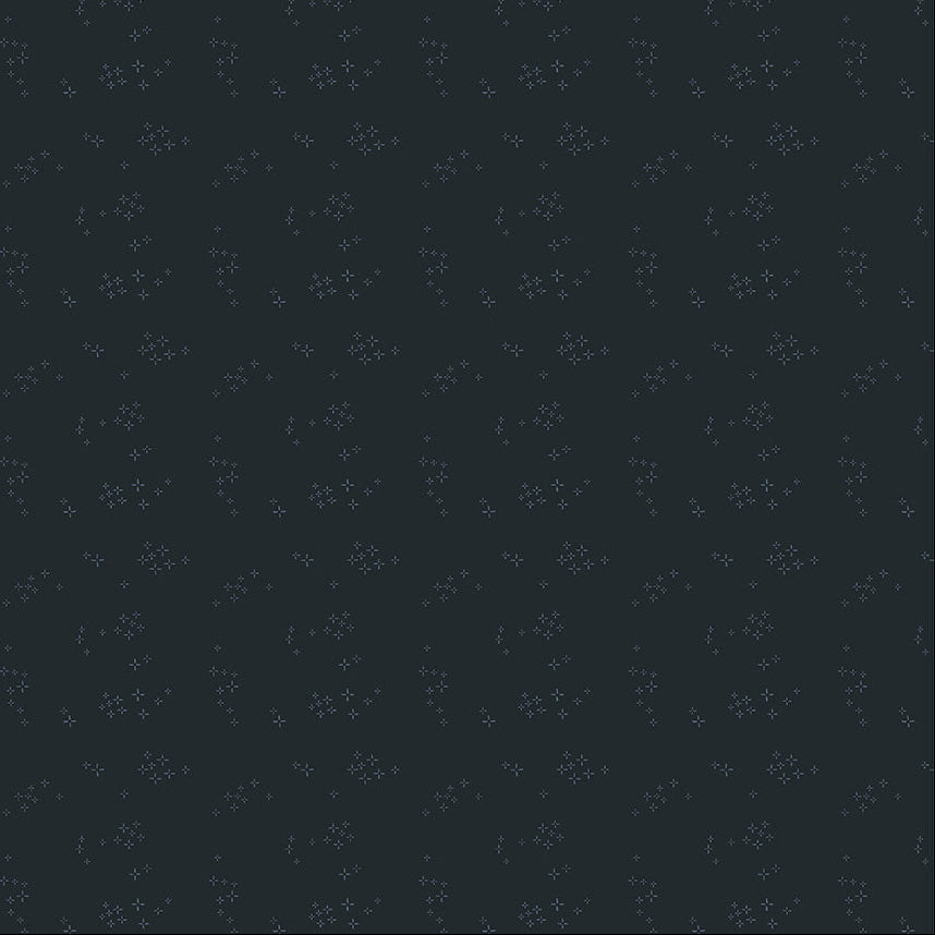 Dark navy background with small white star patterns
