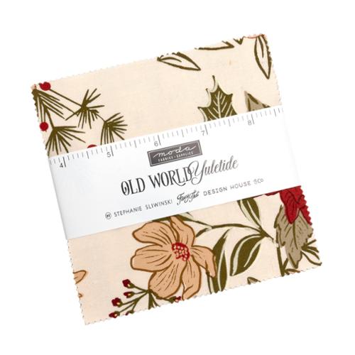 Fabric with floral and holly design on a white background