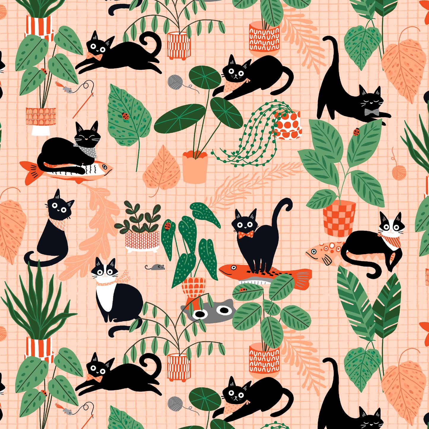 Kitties in the Conservatory by Muffin Grayson - Kitties in the Conservatory | Coral