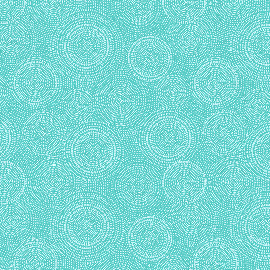 Pattern of concentric circles on a teal background