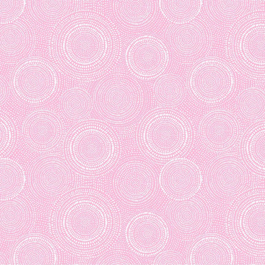 Pattern of concentric circles on a pink background