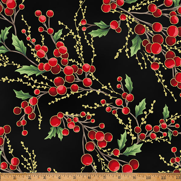 Hoffman Holiday - Christmas Wish - Y7821 - Black with Gold Metallic