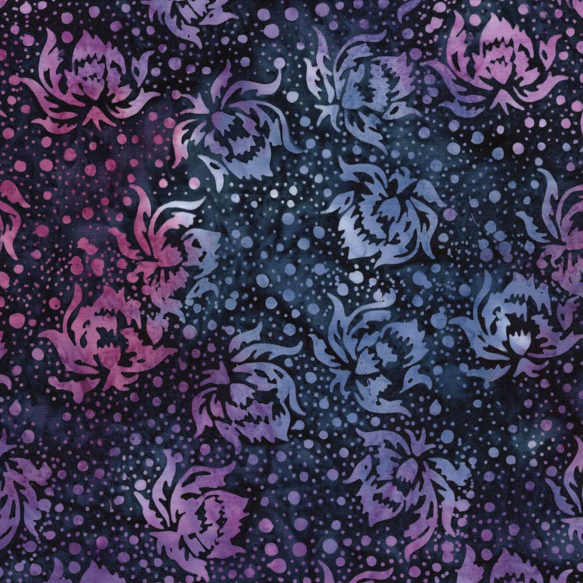 Rosy Bloom by Jerry Khiev - Flowers and Dots | Navy