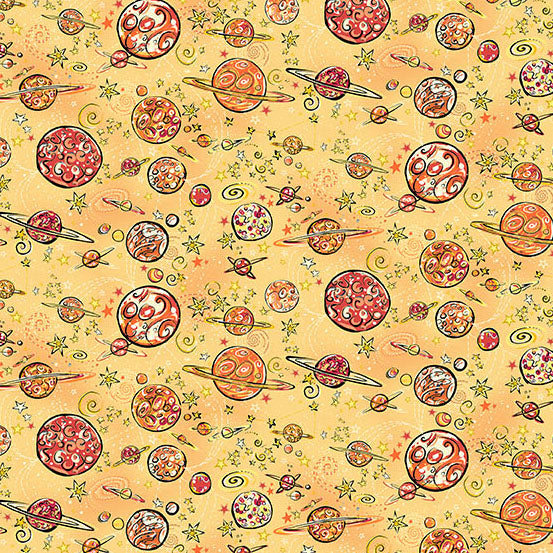 Orbit by Makower UK - Galaxy | Yellow