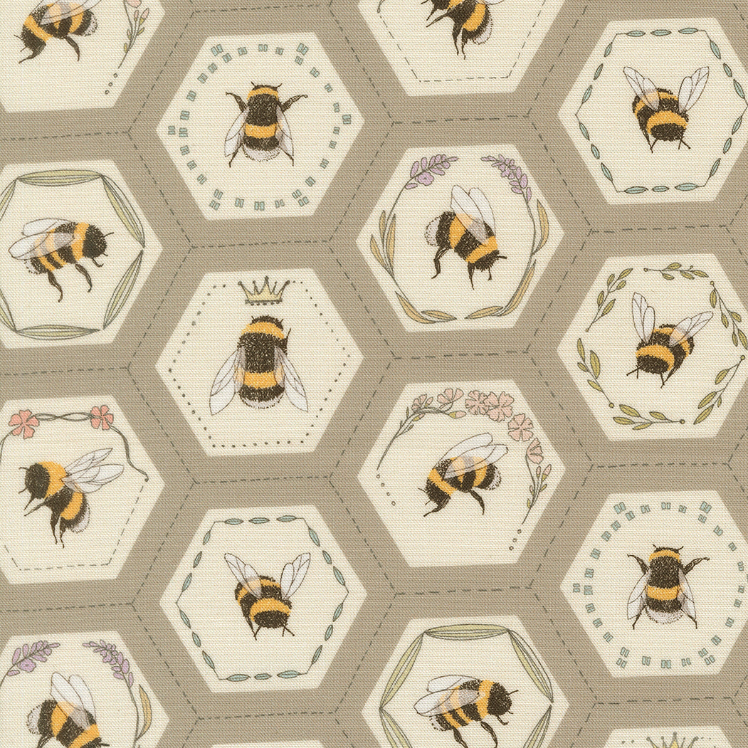 Pollinators by Robin Pickens - Bees in Hexies 48814 Pebble