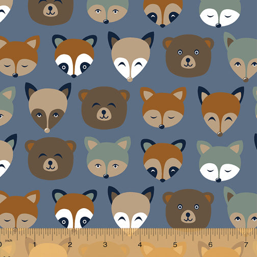 Cubby Bear Flannel by Windham Fabrics - Forest Friends Blue