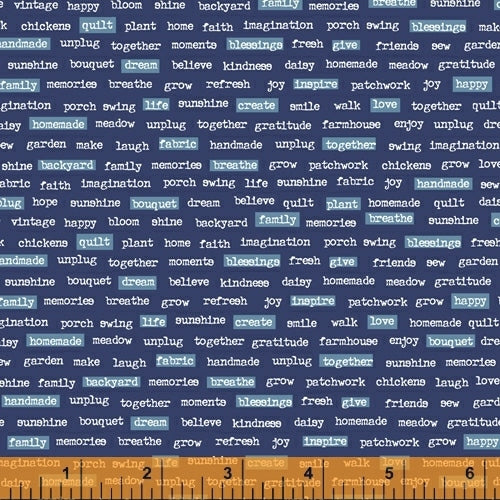 Backyard Blooms by Cluck Cluck Sew - Words Navy