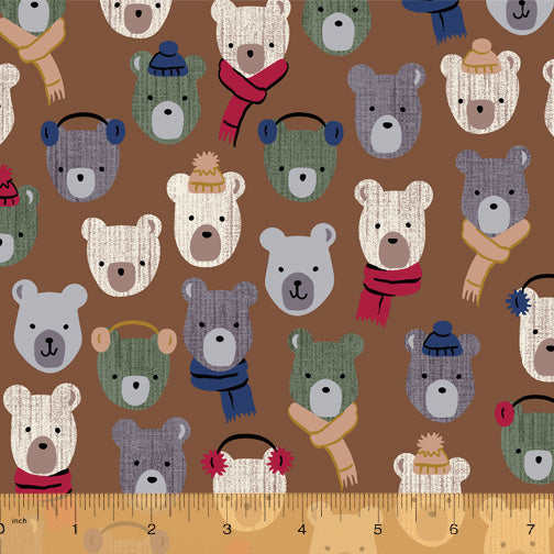 Cubby Bear Flannel by Windham Fabrics - Baby Bears Chestnut