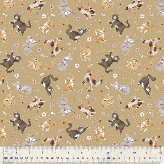Petal and Purr by Whistler Studios - Feline Friends Taupe