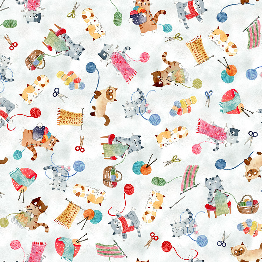 Crafty Cats by Sue Miano - Knitty Kitties | White