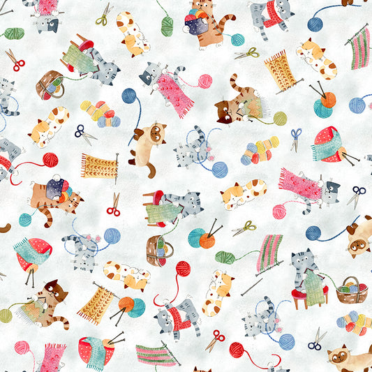 Crafty Cats by Sue Miano - Knitty Kitties | White