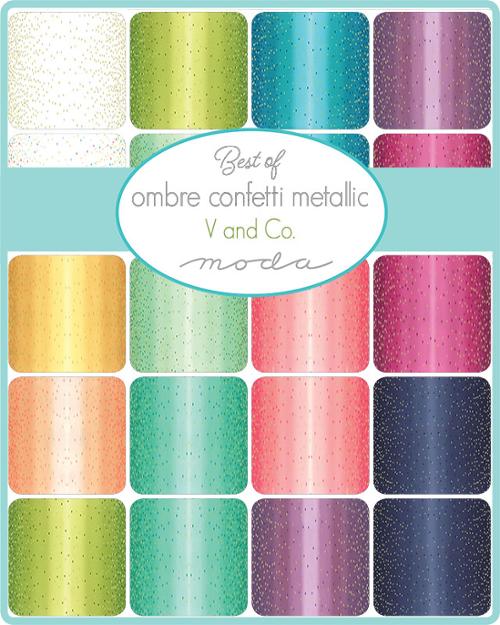 Best of Ombre Confetti Metallic by V & Co - 2 1/2" Strips (Jelly Roll)