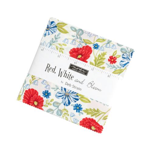 Red White and Bloom by Deb Strain for Moda - 5" Squares (Charm Pack)