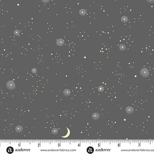 Nevermore by Andover Fabrics - Galaxy with Moon | Gray