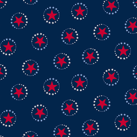 Salute by Andover Fabrics - Star Circle | Blue