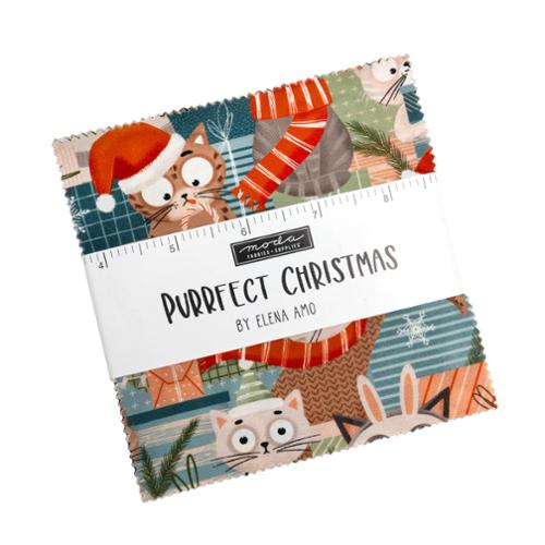 Purrfect Christmas by Elena Amo - 5" Squares (Charm Pack)