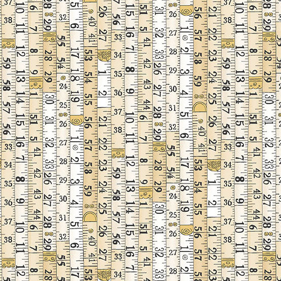 fabric with cream measuring tape repeated