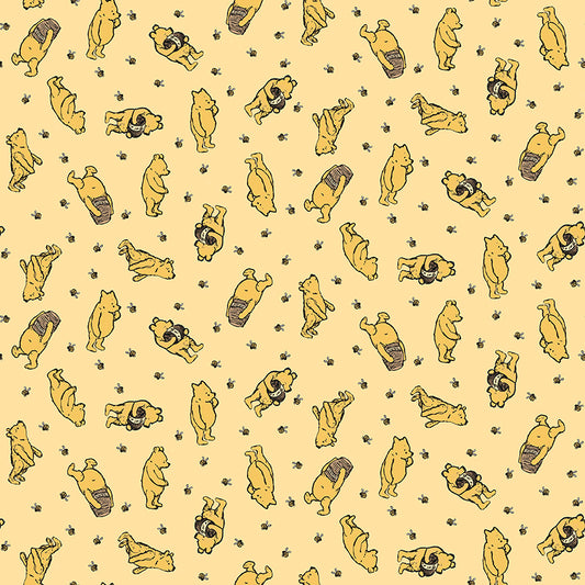 Pattern of a bear character on a yellow background
