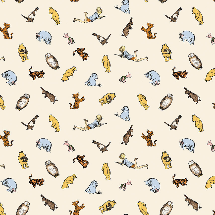 Pattern of cartoon animals on a beige background
