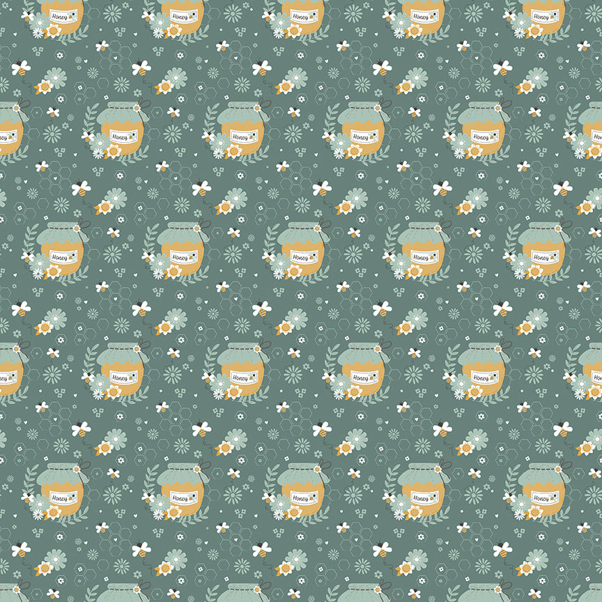 Bees and Blossoms by Lindsey Weight - Honey Pot | Teal