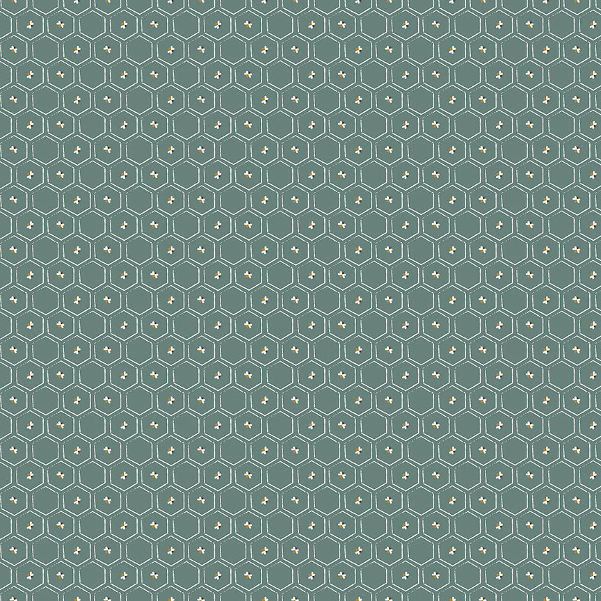 Bees and Blossoms by Lindsey Weight - Honeycomb | Teal