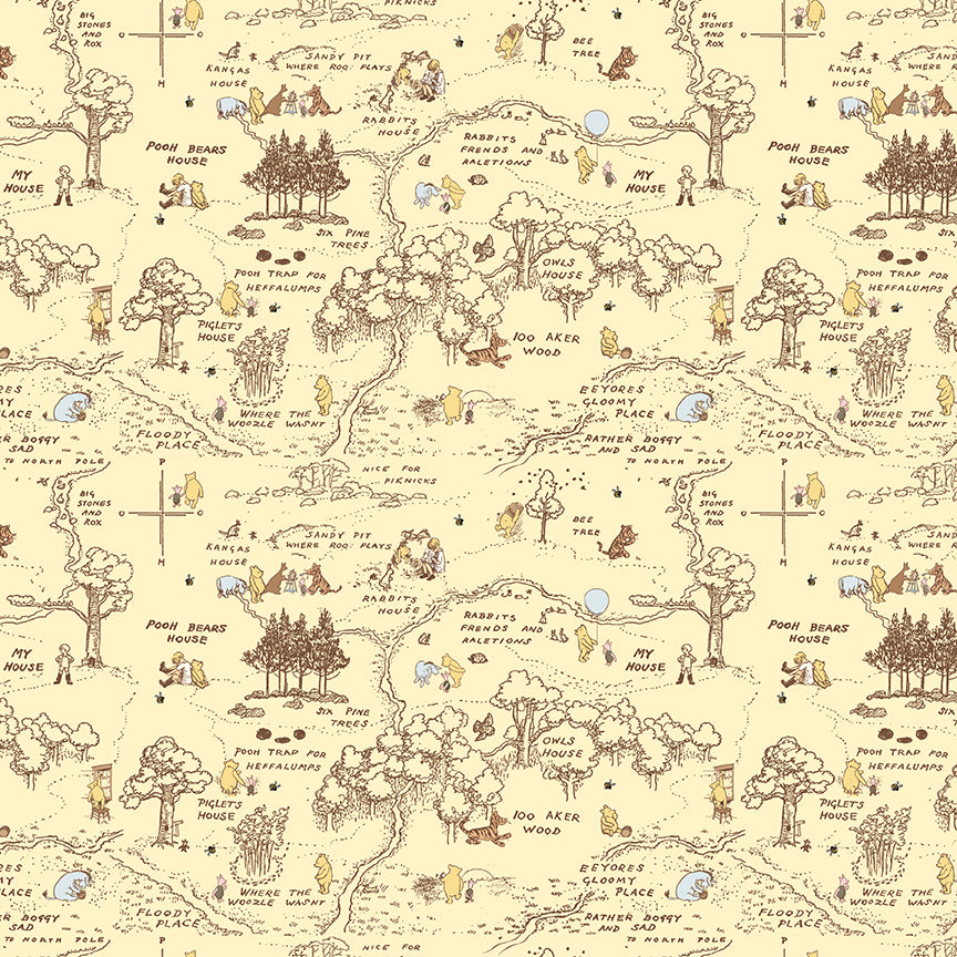 Winnie the Pooh Baby by Echo Park Paper Co - 100 Aker Map | Yellow