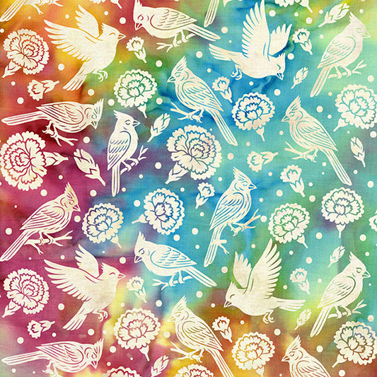 2026 All Ohio Shop Hop Fabric - Cardinals & Carnations Multi Rainbow