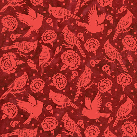 2026 All Ohio Shop Hop Fabric - Cardinals & Carnations Red Cherry