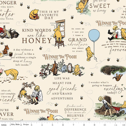 Winnie the Pooh Flannel by Echo Park Paper Co. - Quotes Cream
