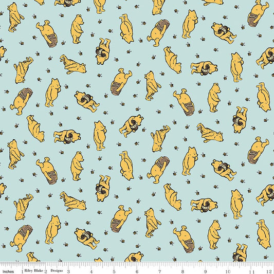 Winnie the Pooh Flannel by Echo Park Paper Co. - Toss Blue