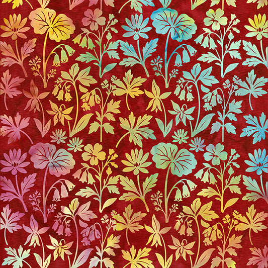 2026 All Ohio Shop Hop Fabric - Ohio Wildflowers Multi Red