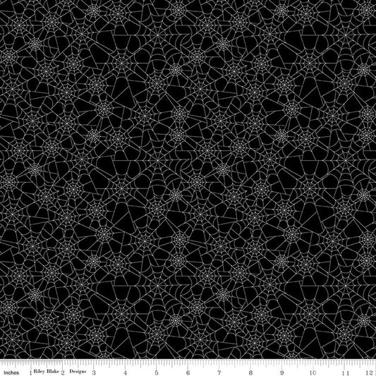 Riley Blake Seasonal Basics - Spider Webs Black [GLOW IN THE DARK]