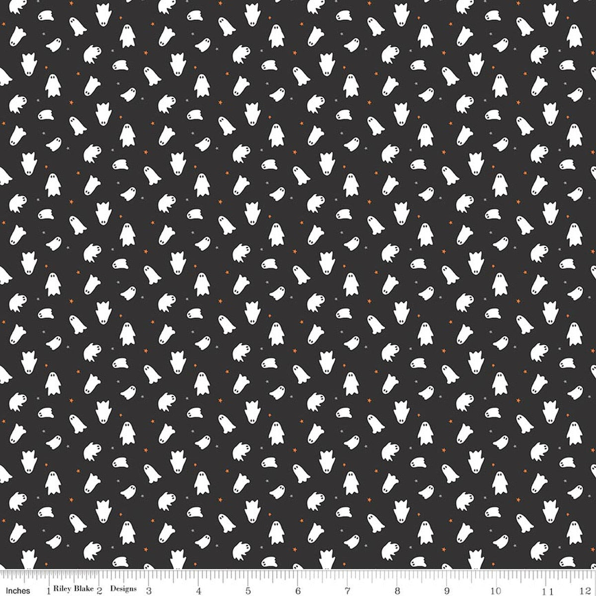 FAbric of white ghosts on a black background