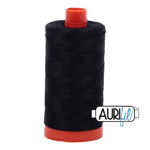Aurifil Mako 50/2 Cotton Solid Thread 1422YDS - 2692 Black
