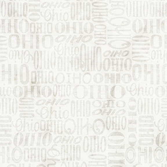 2026 All Ohio Shop Hop Fabric - Ohio Words Neutral Cream