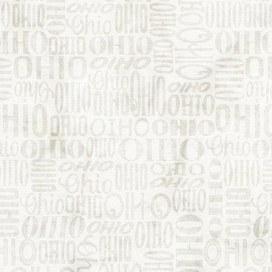 2026 All Ohio Shop Hop Fabric - Ohio Words Neutral Cream