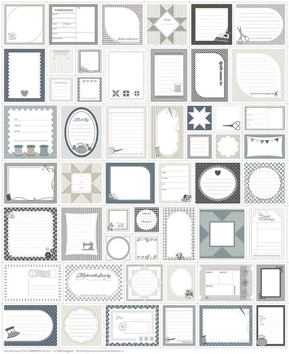 Riley Blake Designs Quilt Labels Panel - Grayscale