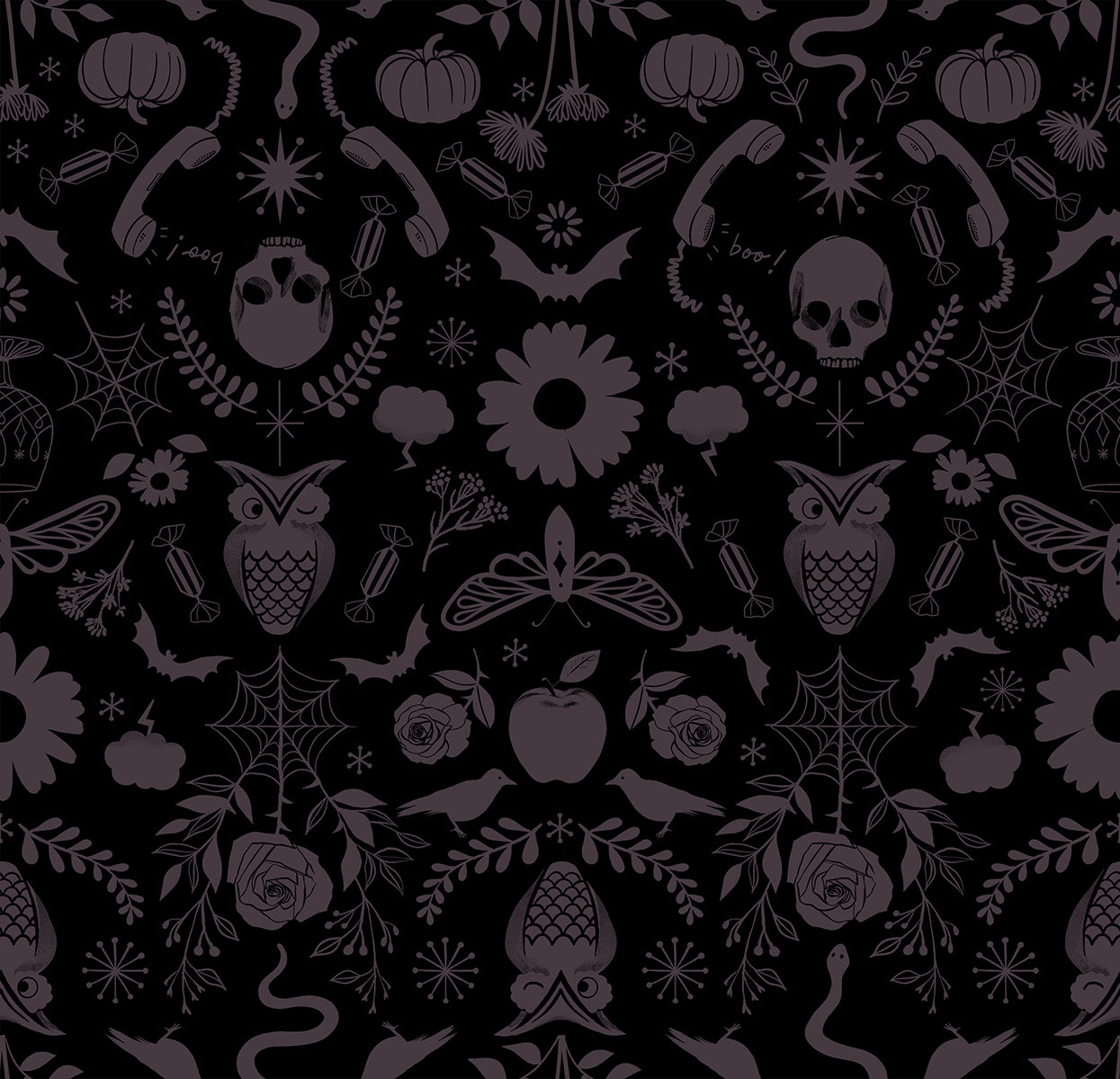 Good Spirits by Ruby Star Society - 5138 Creepy Damask Black