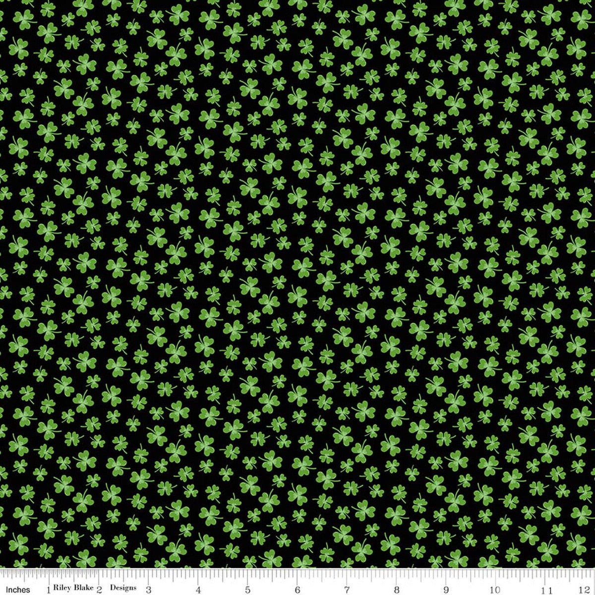 Green four-leaf clover pattern on a black background