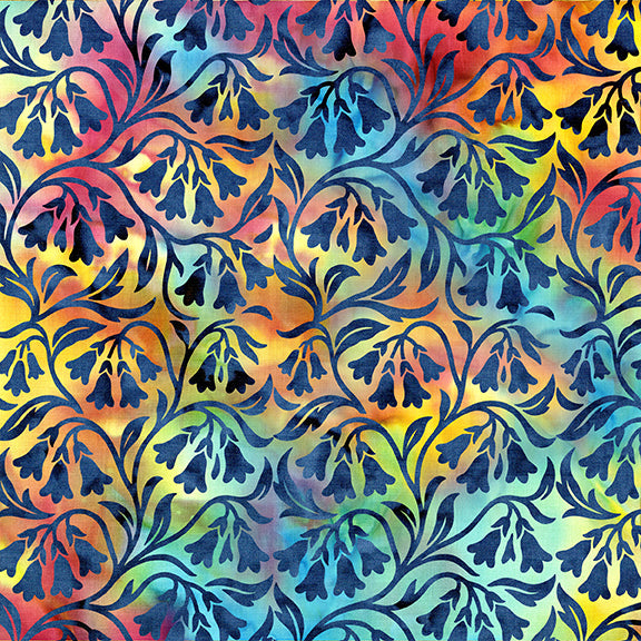 2026 All Ohio Shop Hop Fabric - Bluebells Multi Blue Rainbow