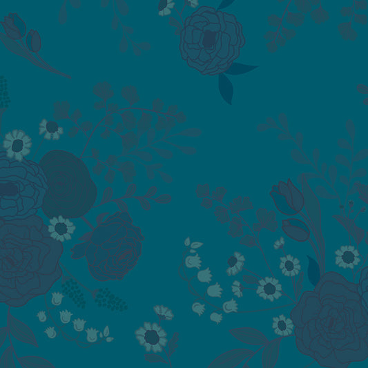 108" First Blooms - Tonal Floral Denim